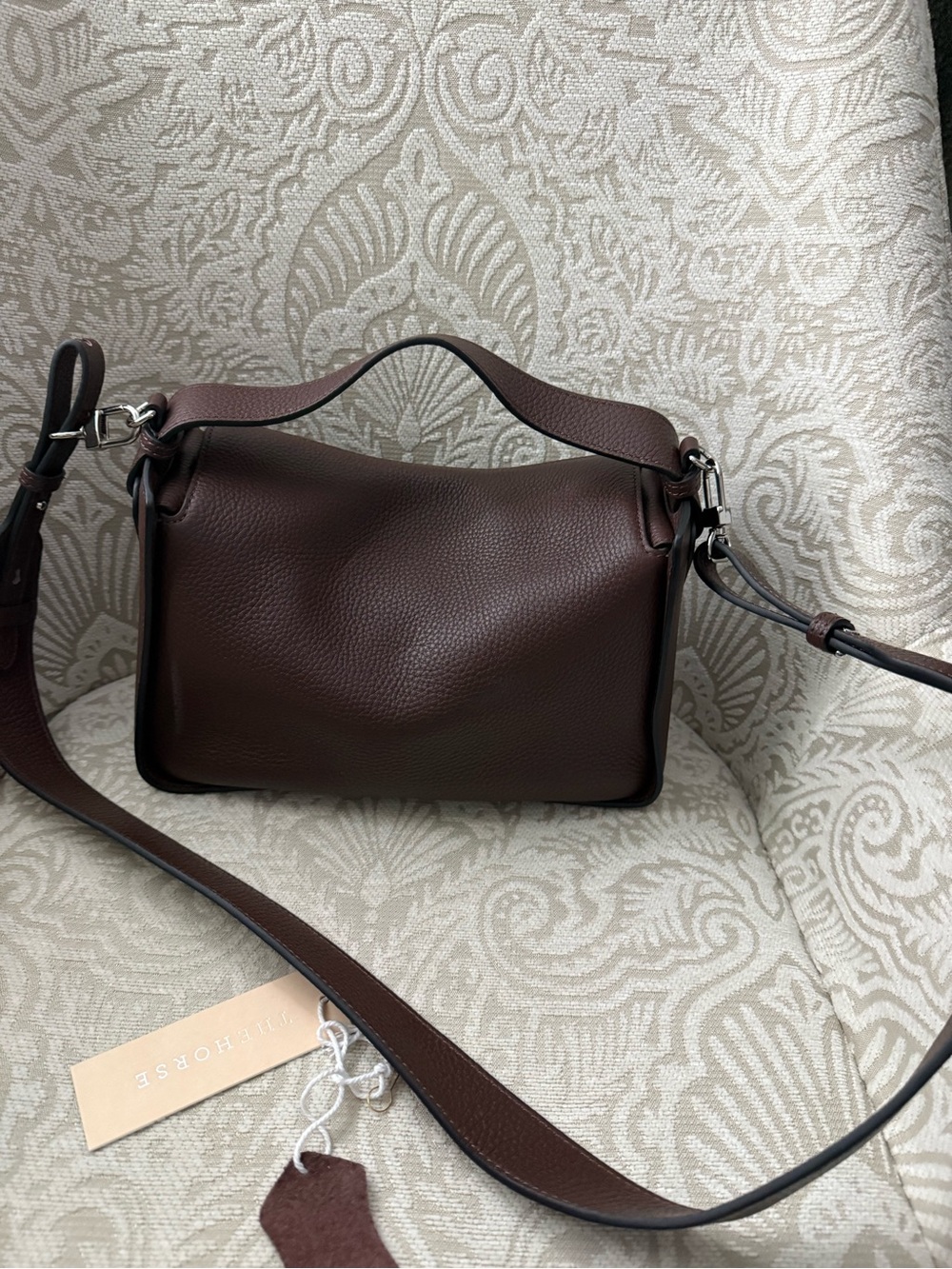 The Horse Clementine Shoulder Bag in Coffee Pebbled Leather - Picture 8 of 13